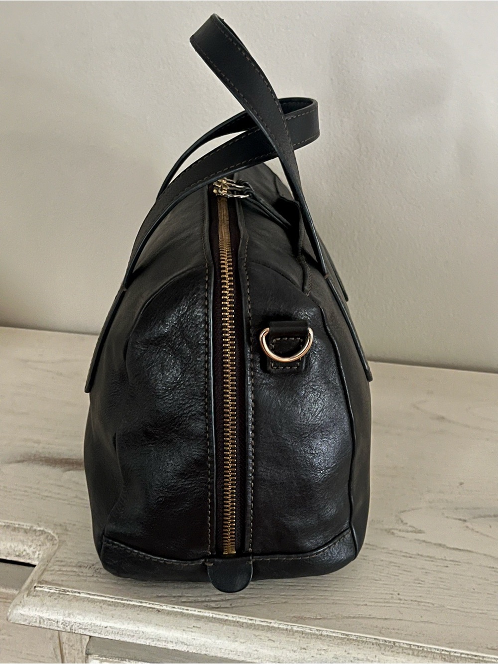 Fossil Sydney Satchel Bag With Optional Crossbody Strap Black Soft Leather - Picture 6 of 14